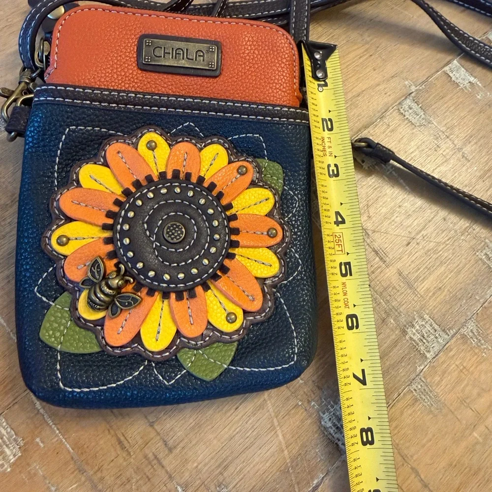 Chala Black, Orange & Yellow Sunflower Crossbody Bag - Picture 7 of 8